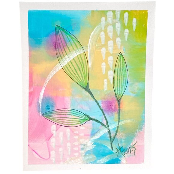 Soft Pitch Original Acrylic Painting 5x7in Frame Ready Wall or Desktop Art - Picture 1 of 4